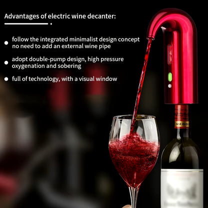 Electric Wine Aerator One Touch Quick Aerating Awakening Wine Decanter Dispenser Pump Automatic USB Rechargeable Wine Pourer